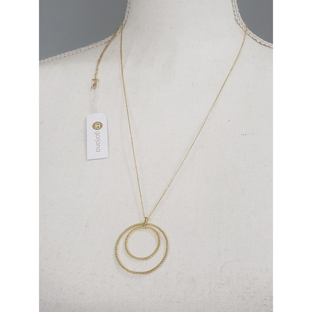 NWT GORJANA 18K Gold Plated Bali Necklace PENDANT GEOMETRIC HIPPIE OLD MONEY